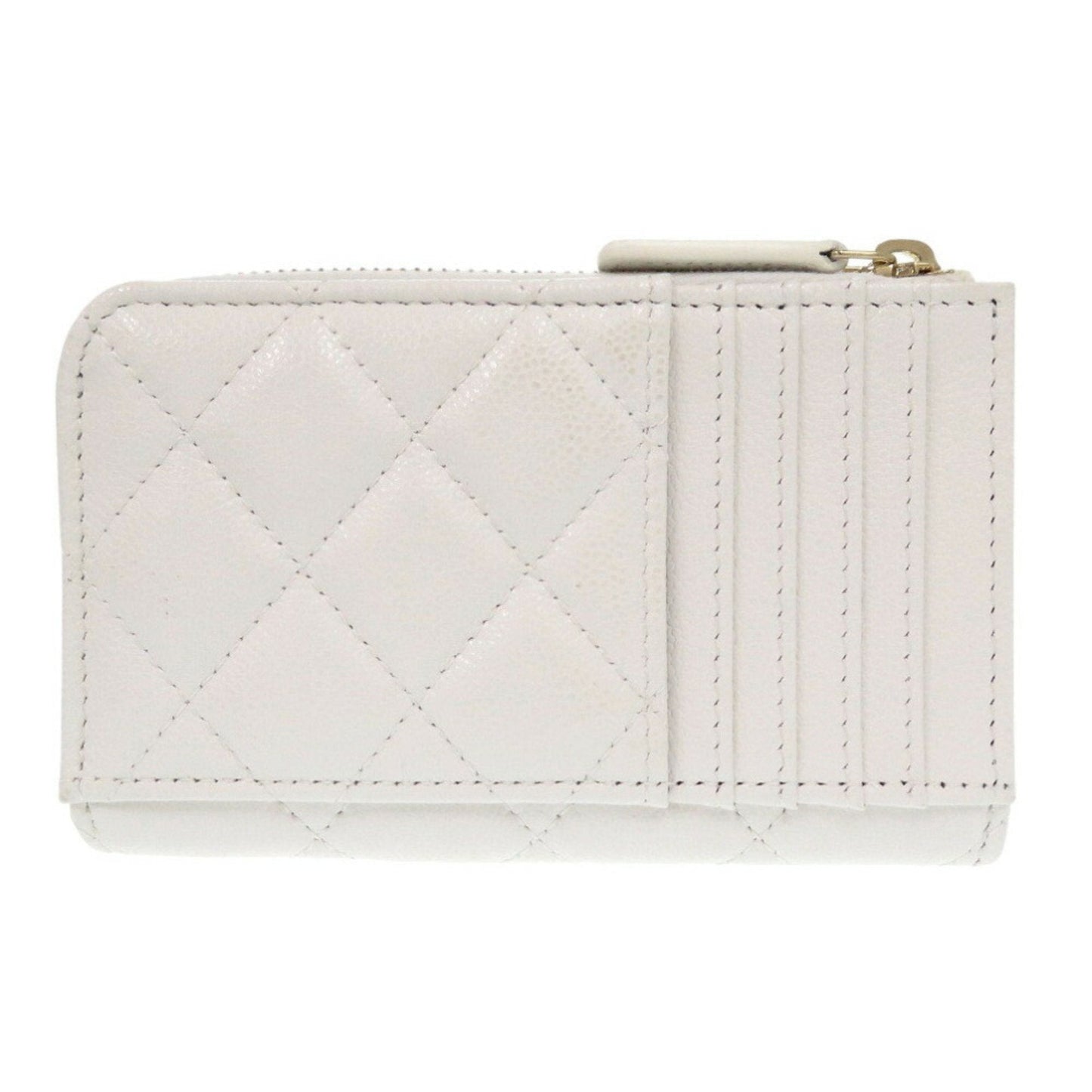 Chanel White Grained Calfskin Coin Purse/Coin Case ()