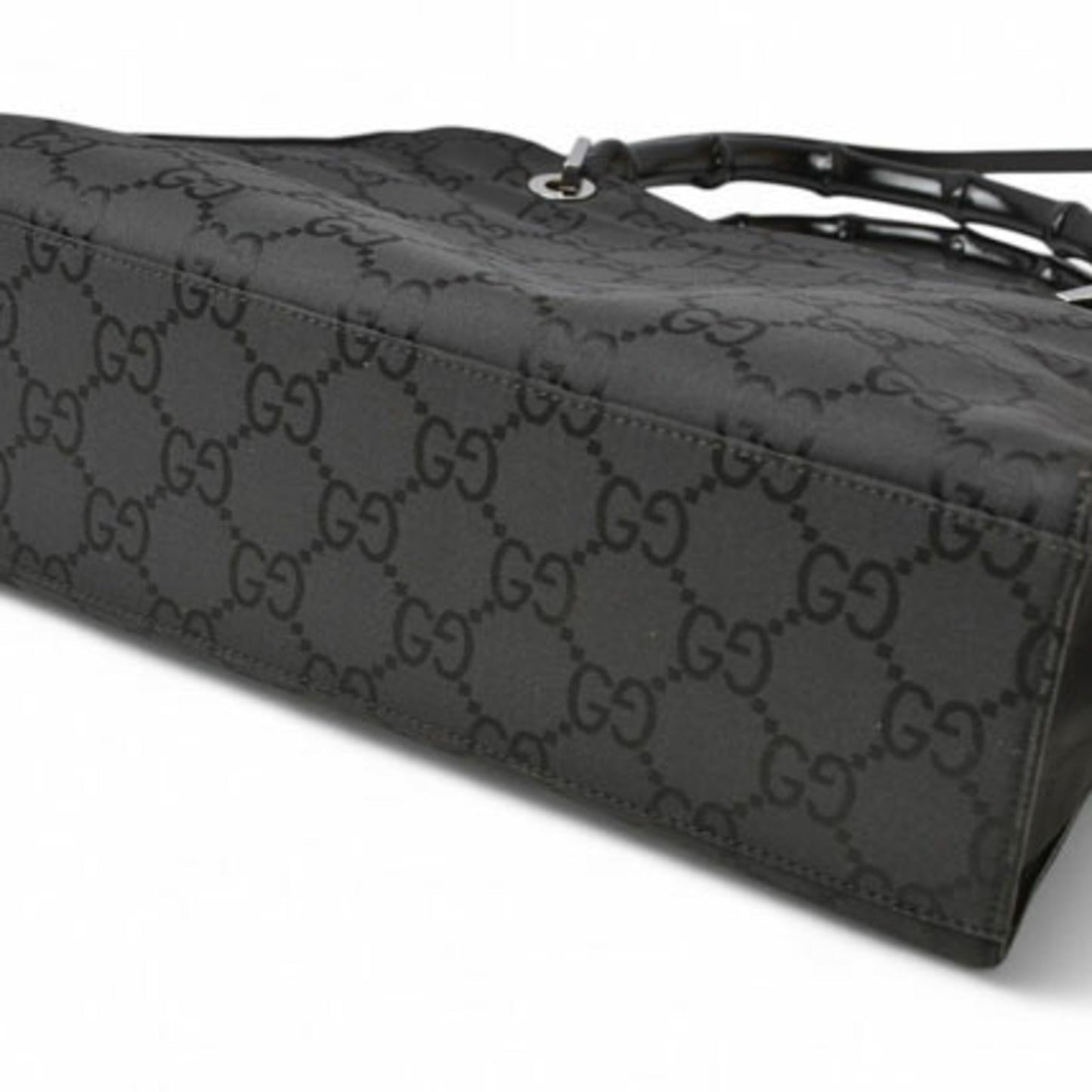 Gucci Black Nylon Canvas Handbag Tote Bag ()