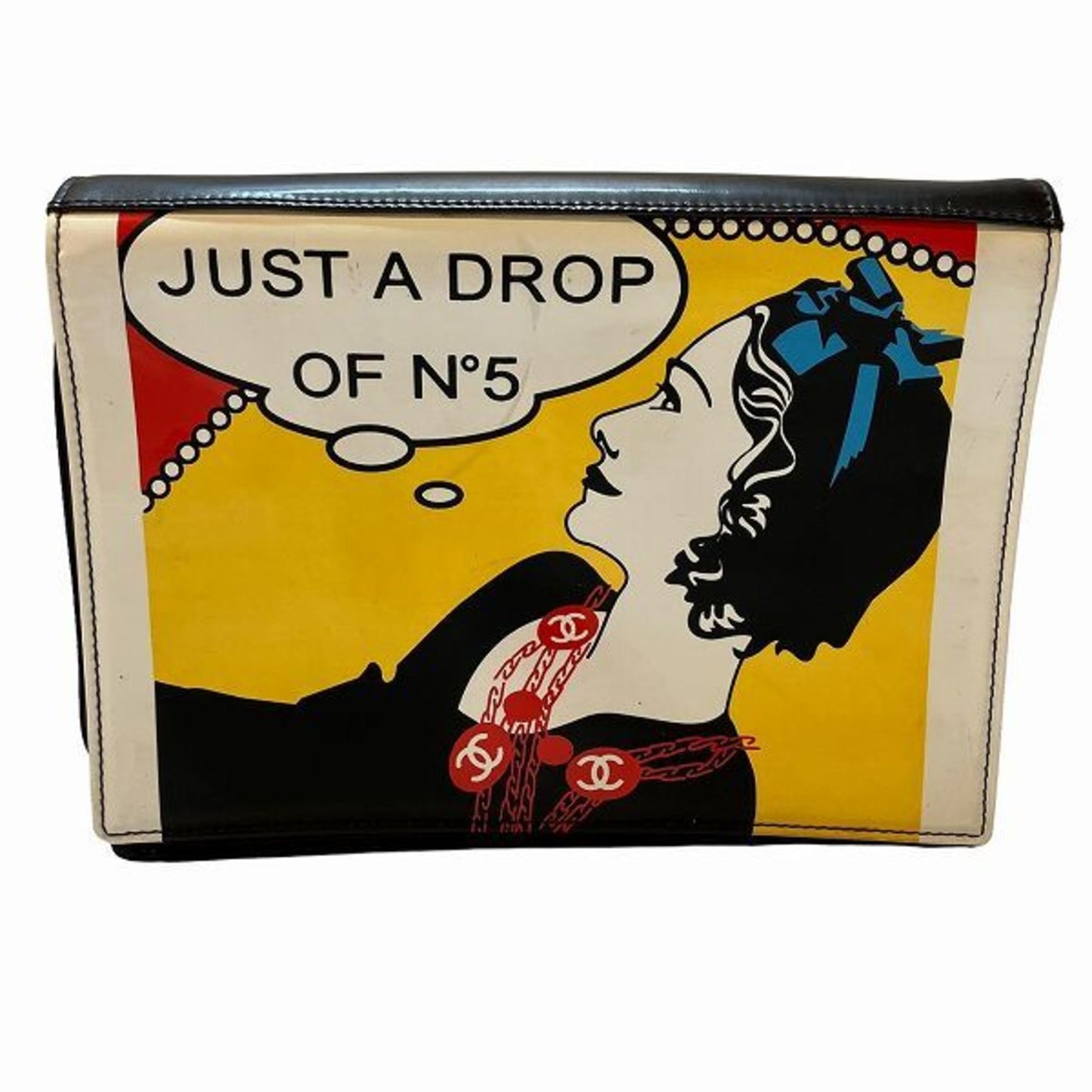 Chanel Black Multi-Color Patent Leather Clutch Bag Handbag ()