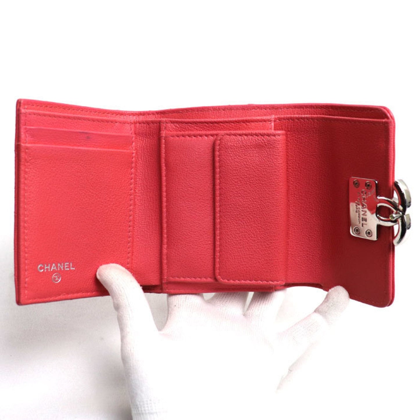 Chanel Pink Grained Calfskin Wallet (Tri-Fold) ()