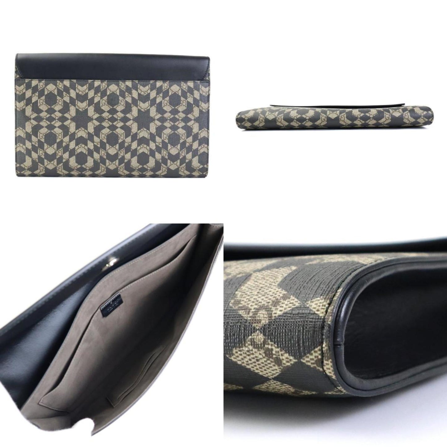 Gucci Black Brown Pvc Leather Clutch Bag ()