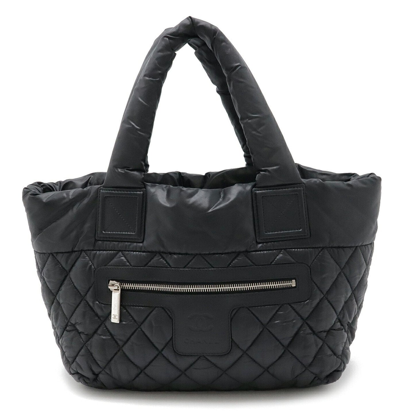 Chanel Black Nylon Leather Handbag Tote Bag ()