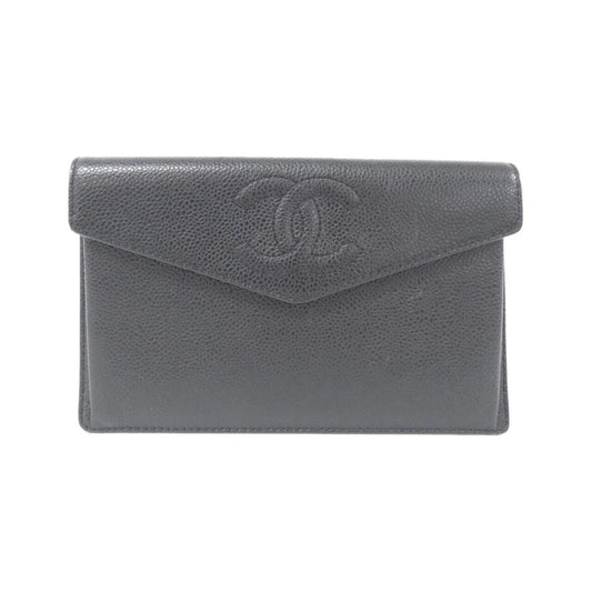 Chanel Black Caviar Leather Long Wallet (Bi-Fold) ()