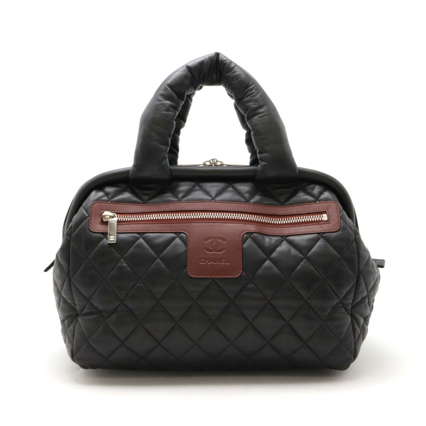 Chanel Black Bordeaux Leather Boston Bag Handbag Tote Bag ()