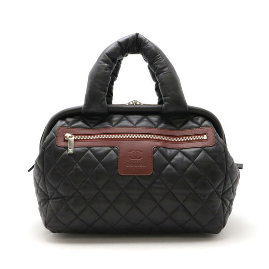 Chanel Black Bordeaux Leather Boston Bag Handbag Tote Bag ()
