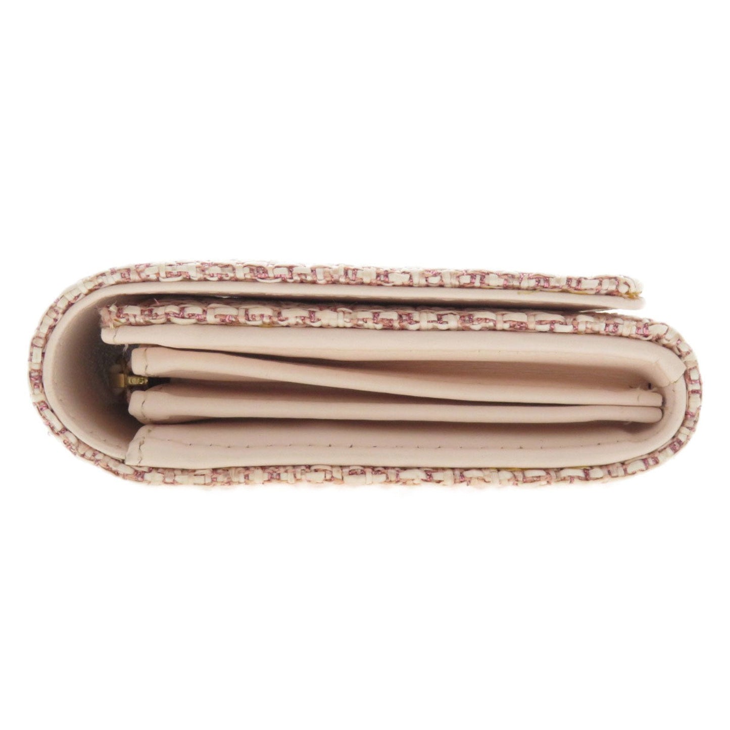Chanel Pink Leather Tweed Long Wallet (Bi-Fold) ()