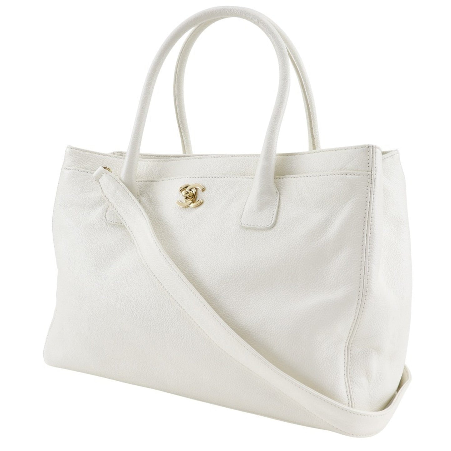 Chanel White Caviar Leather Tote Bag ()