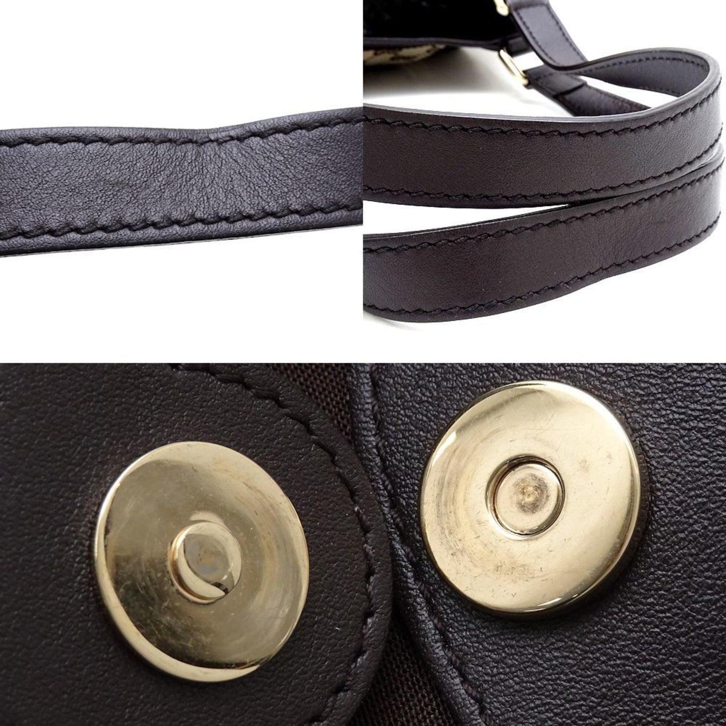 Gucci Beige Dark Brown Gg Canvas Leather Tote Bag ()