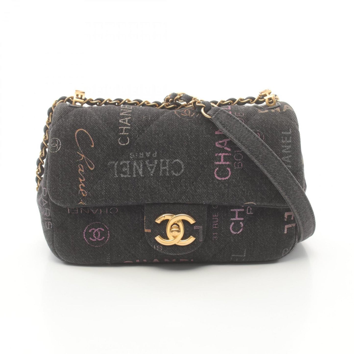 Chanel Black Multi-Color Denim Shoulder Bag ()