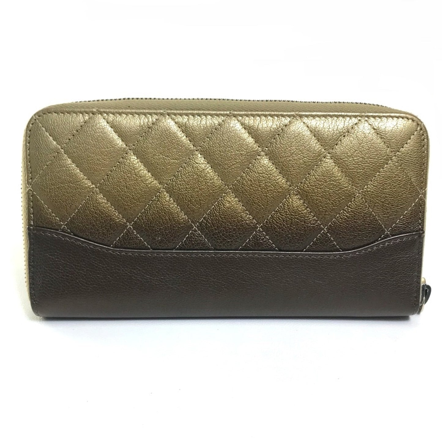 Chanel Gold Leather Long Wallet (Bi-Fold) ()