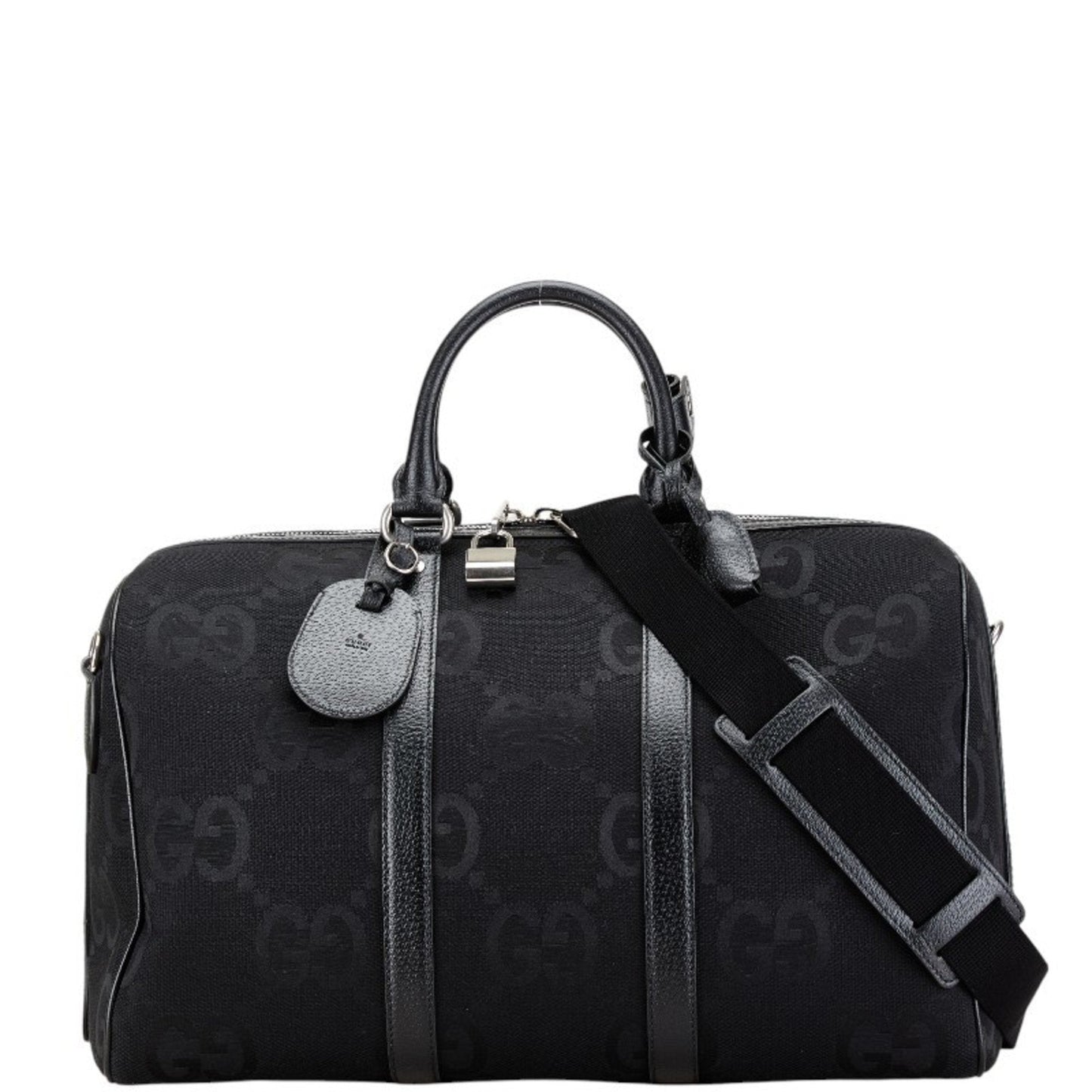 Gucci Black Canvas Leather Boston Bag Eco-Bag Pouch Shoulder Bag ()
