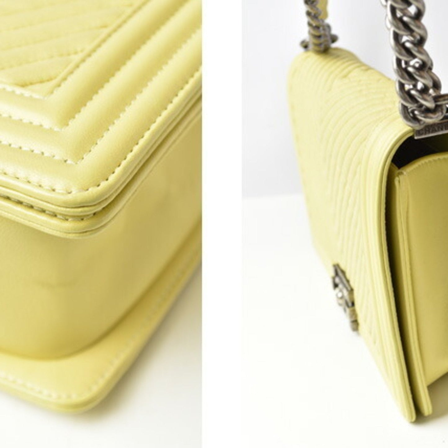 Chanel Yellow Leather Clutch Bag Shoulder Bag ()