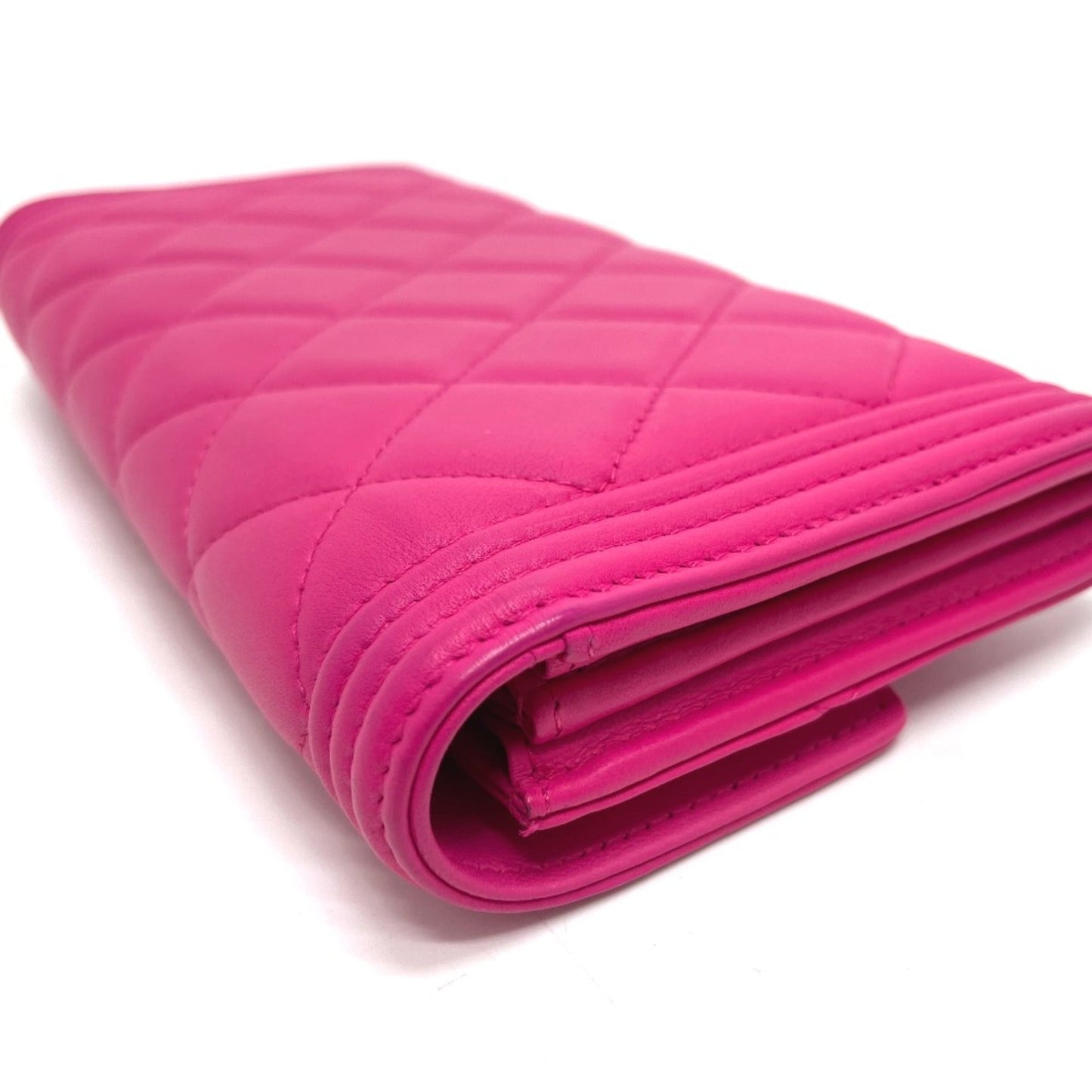 Chanel Pink Leather Long Wallet (Bi-Fold) ()