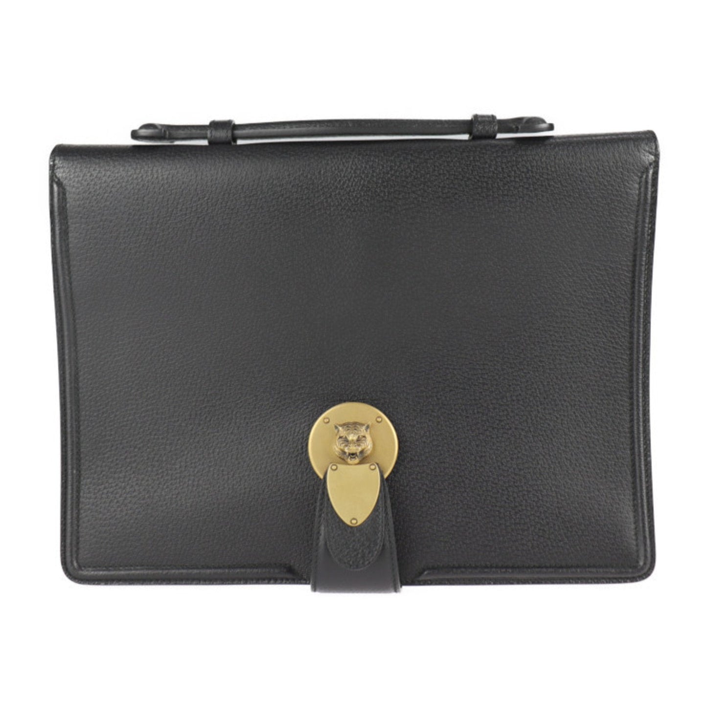 Gucci Black Leather Clutch Bag Handbag Tote Bag ()