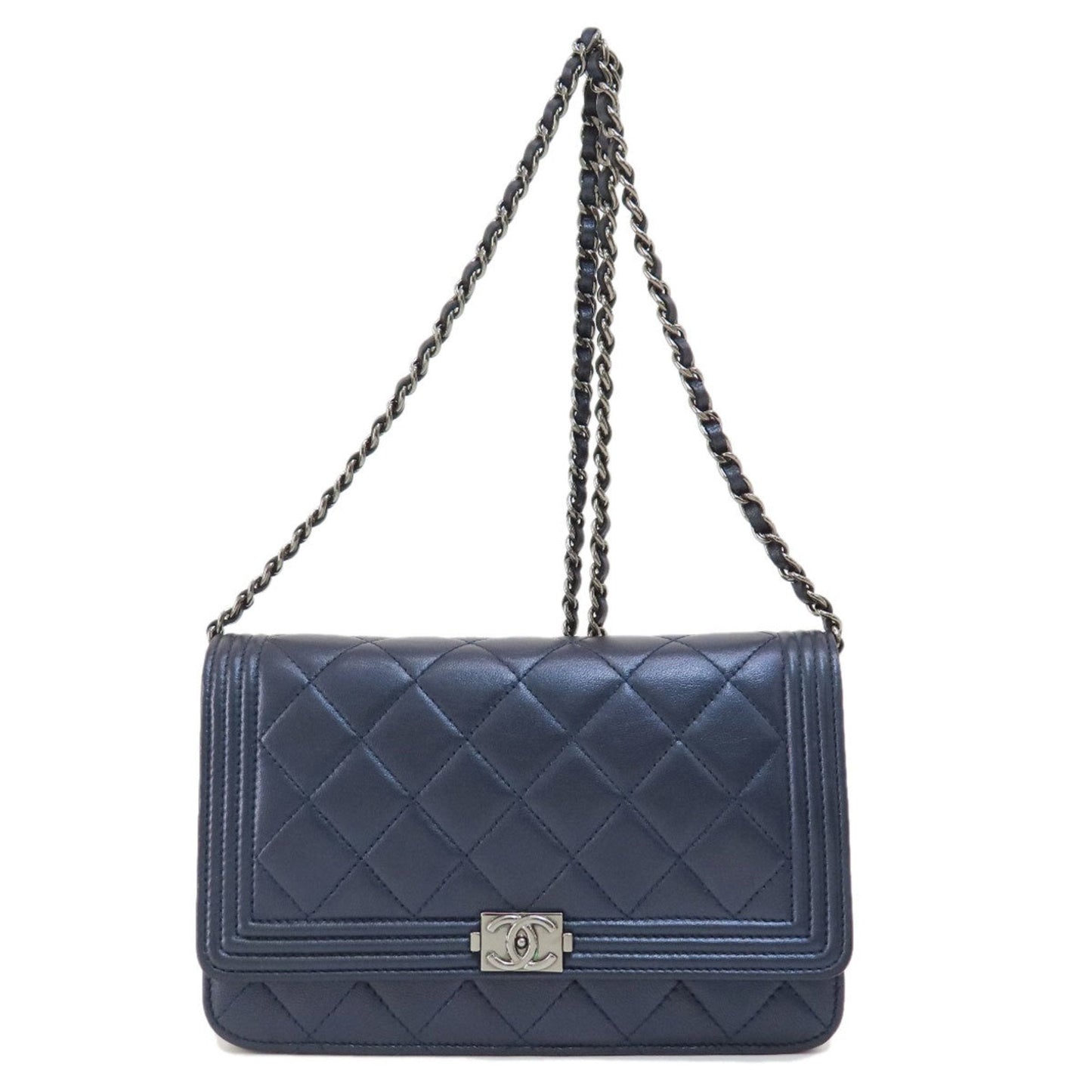 Chanel Navy Leather Chain/Shoulder Wallet ()