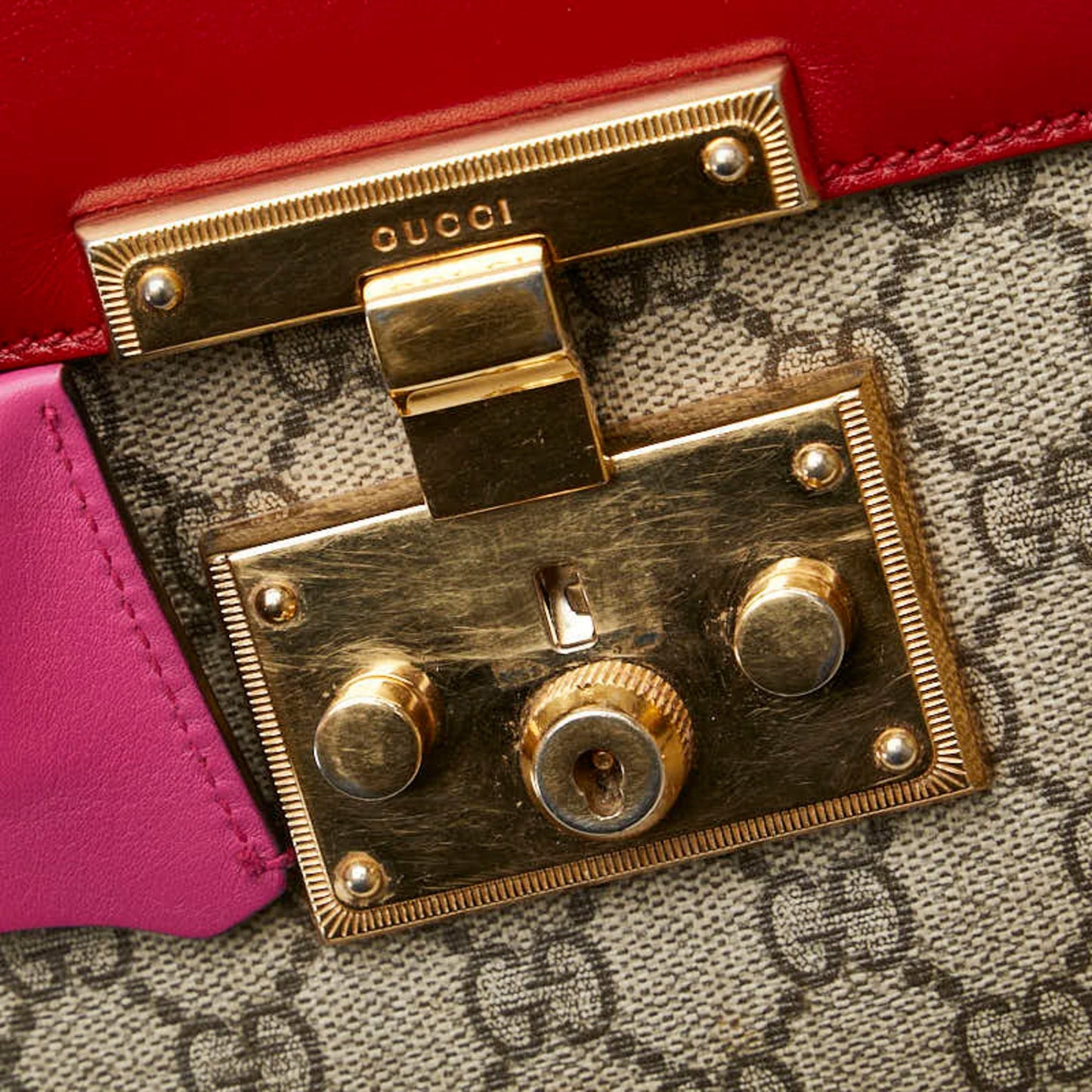 Gucci Beige Pink Red Color Pvc Leather Handbag Shoulder Bag ()