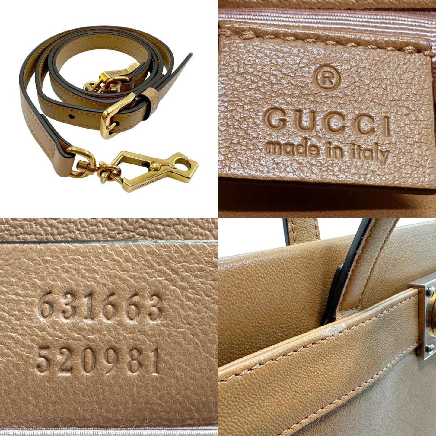 Gucci Beige Leather Handbag Shoulder Bag ()