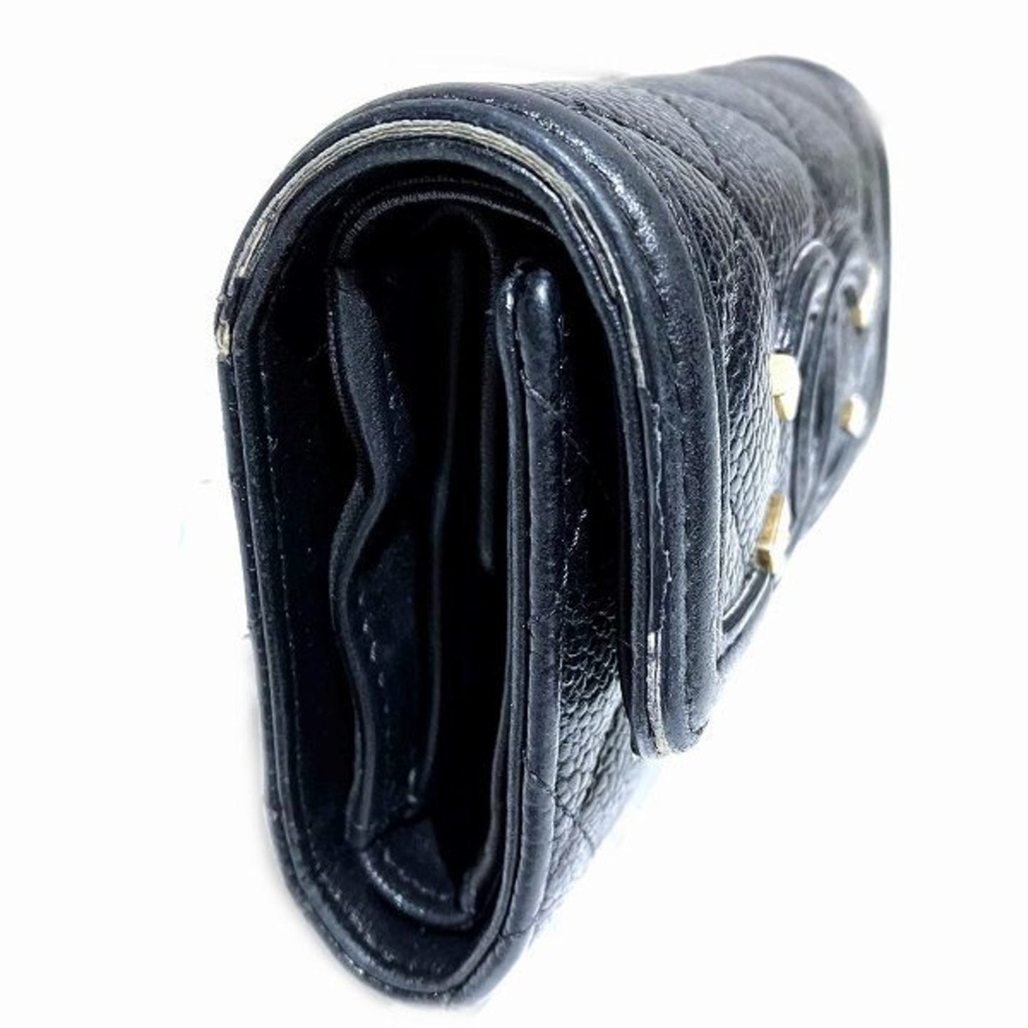 Chanel Black Grained Calfskin Wallet (Tri-Fold) ()