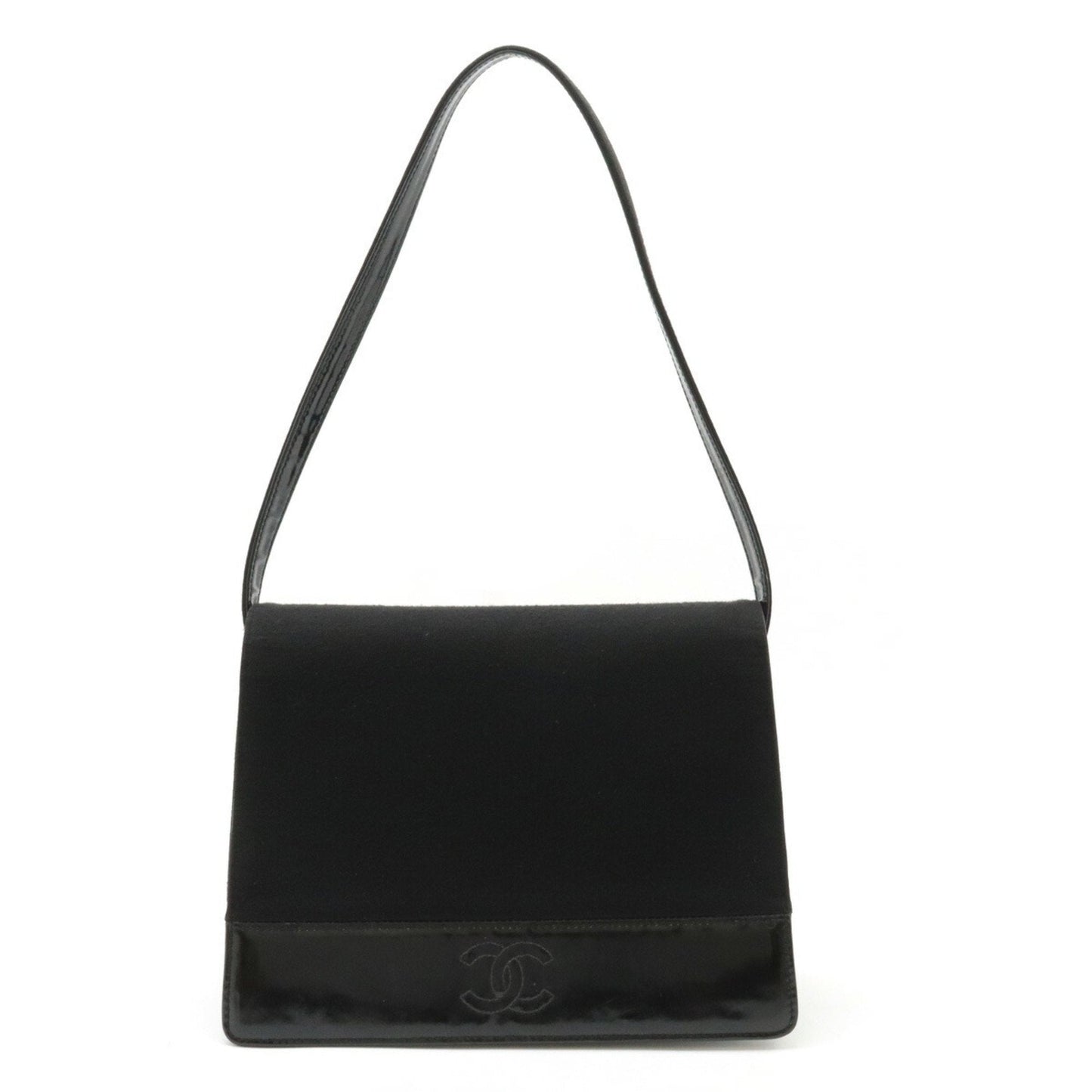 Chanel Black Cotton Patent Leather Shoulder Bag ()
