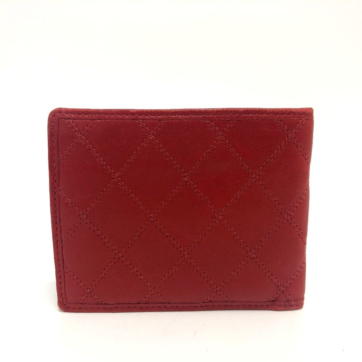 Chanel Red Color Leather Wallet (Bi-Fold) ()