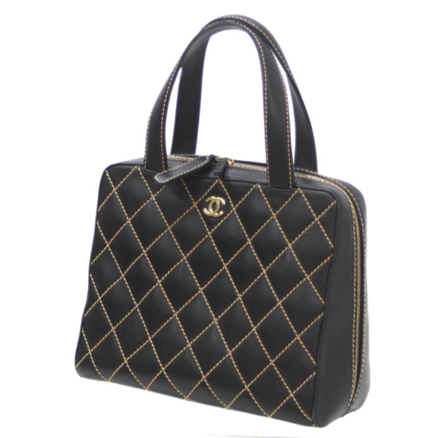 Chanel Wild Stitch Black Leather Handbag ()