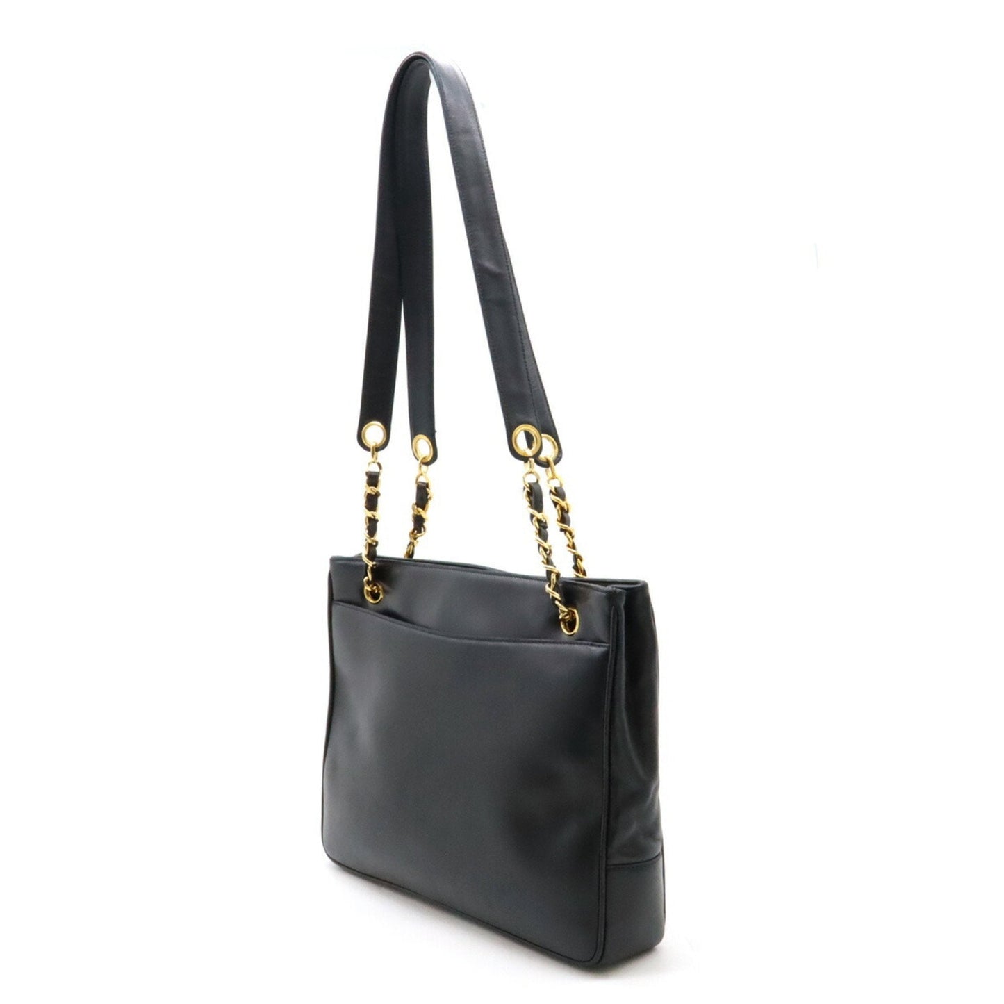 Chanel Black Leather Shoulder Bag Tote Bag ()