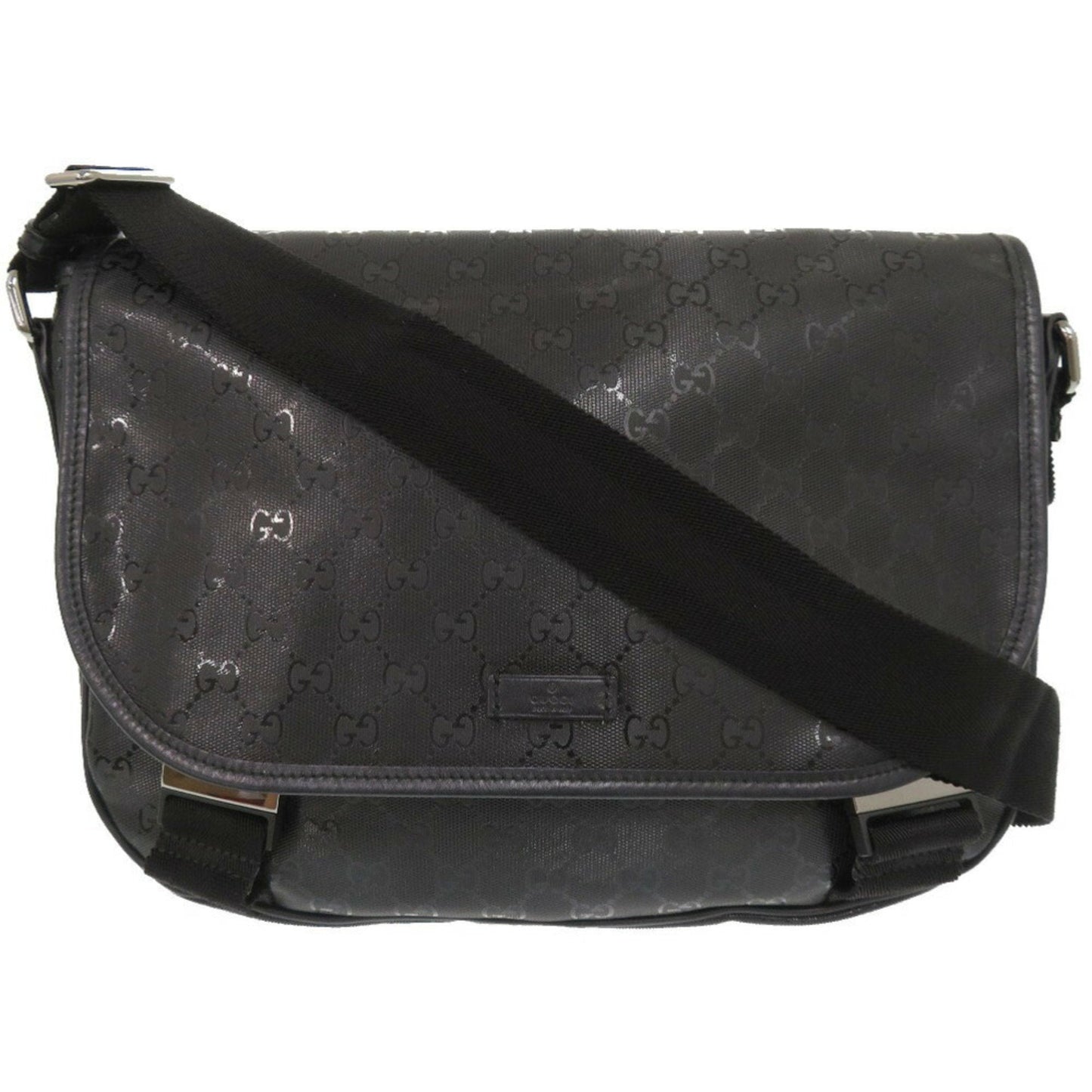 Gucci Black Coated Canvas Pvc Messenger Bag Shoulder Bag ()