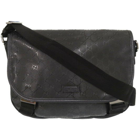 Gucci Black Coated Canvas Pvc Messenger Bag Shoulder Bag ()