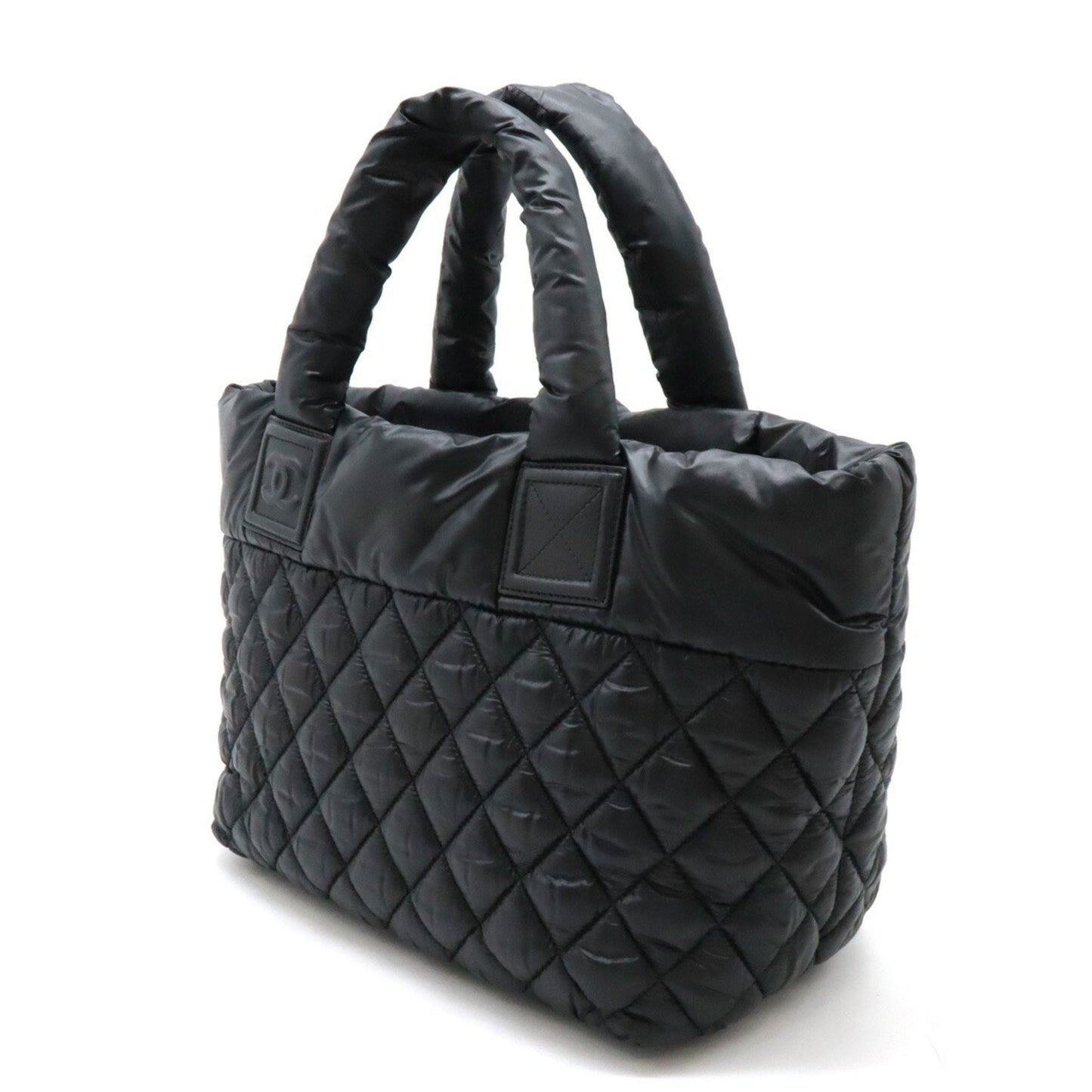 Chanel Black Nylon Leather Handbag Tote Bag ()