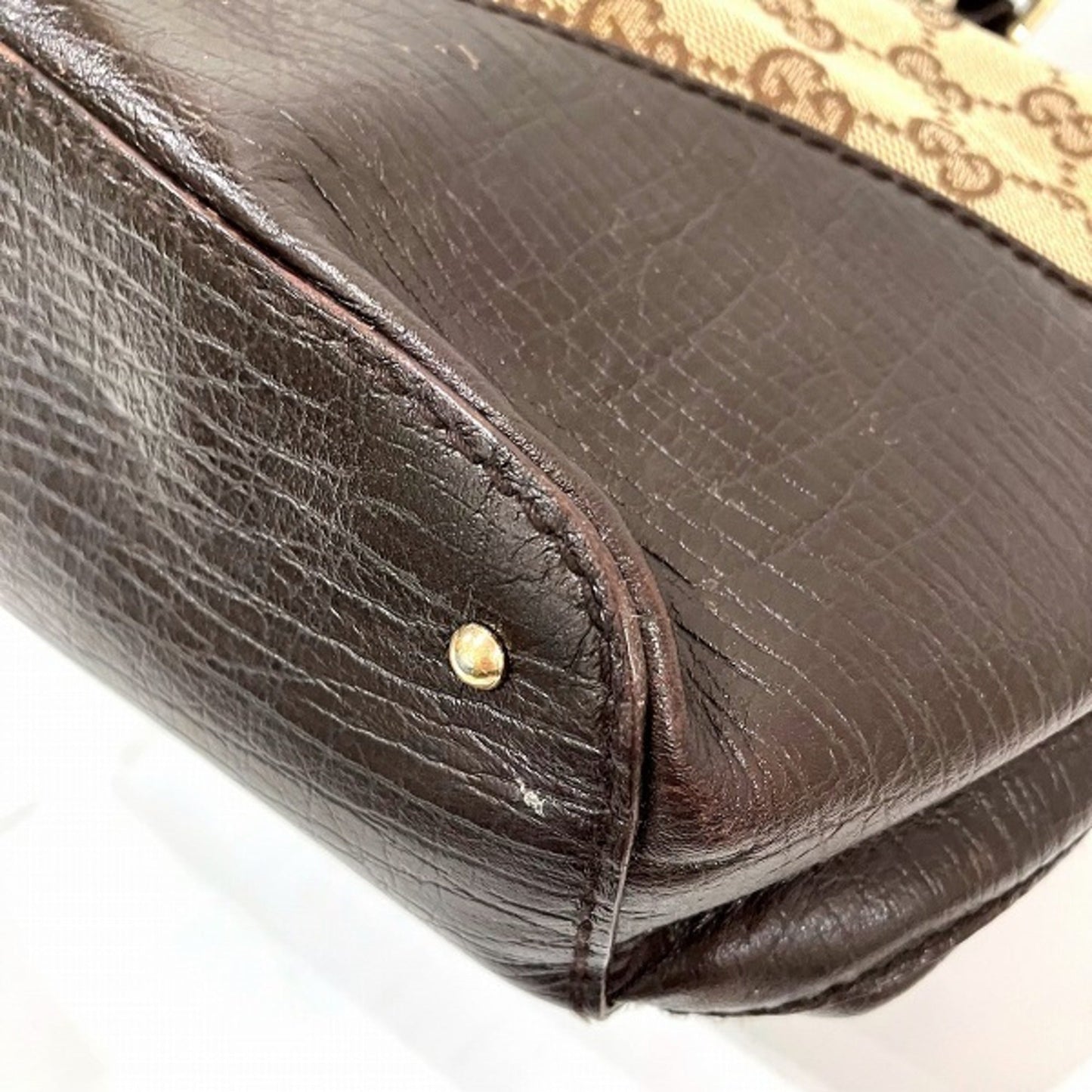 Gucci Horsebit Brown Gg Canvas Leather Tote Bag ()