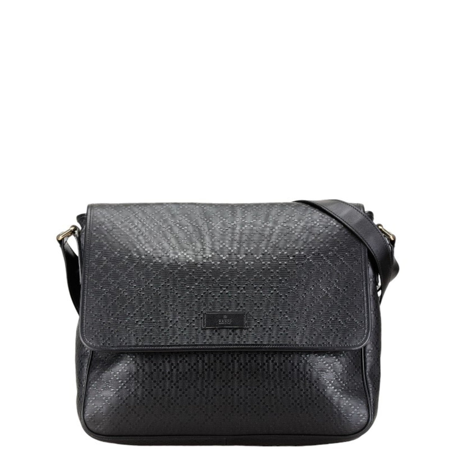 Gucci Black Leather Messenger Bag Shoulder Bag ()