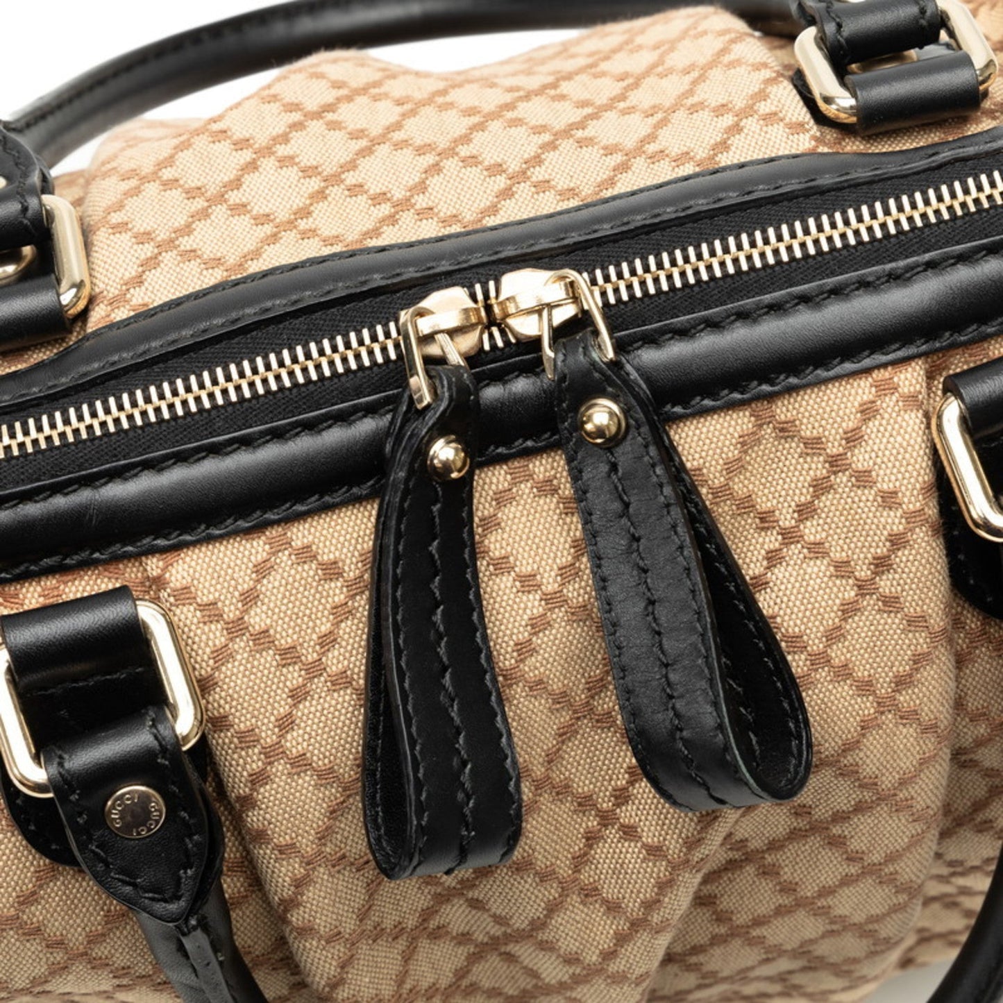 Gucci Diamante Beige Black Canvas Handbag Shoulder Bag ()