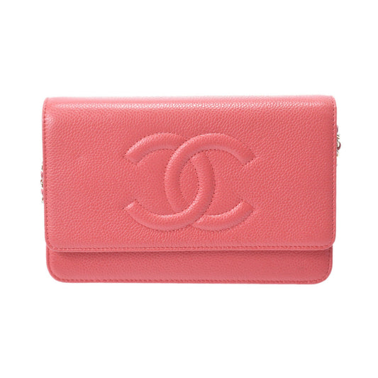 Chanel Pink Grained Calfskin Chain/Shoulder Wallet ()