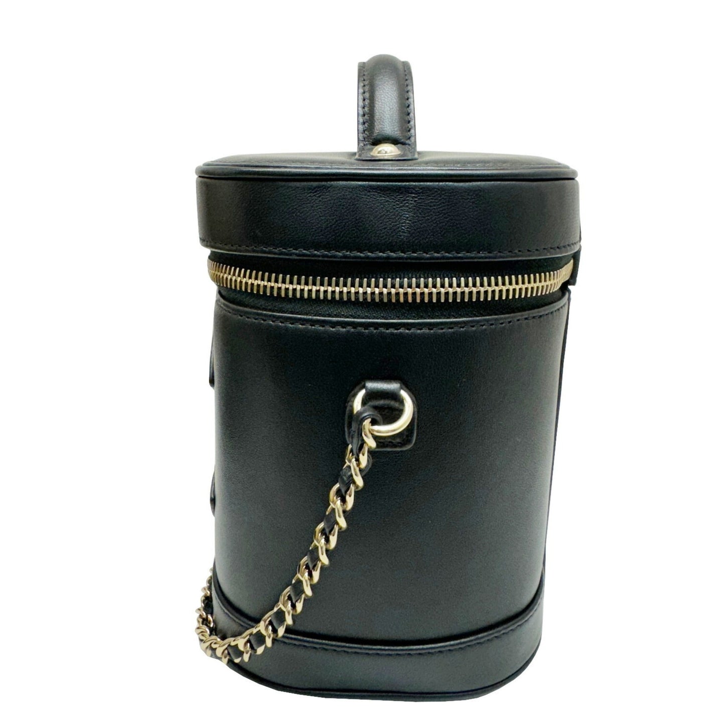 Chanel Black Leather Handbag Shoulder Bag Vanity Bag ()