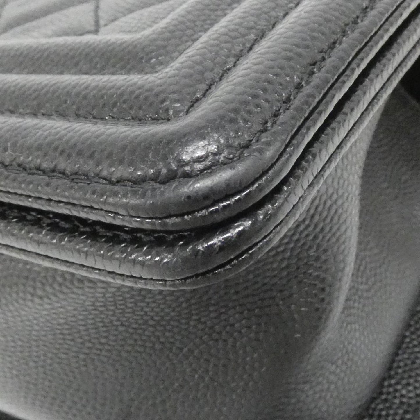 Chanel Boy Chanel Black Grained Calfskin Shoulder Bag ()