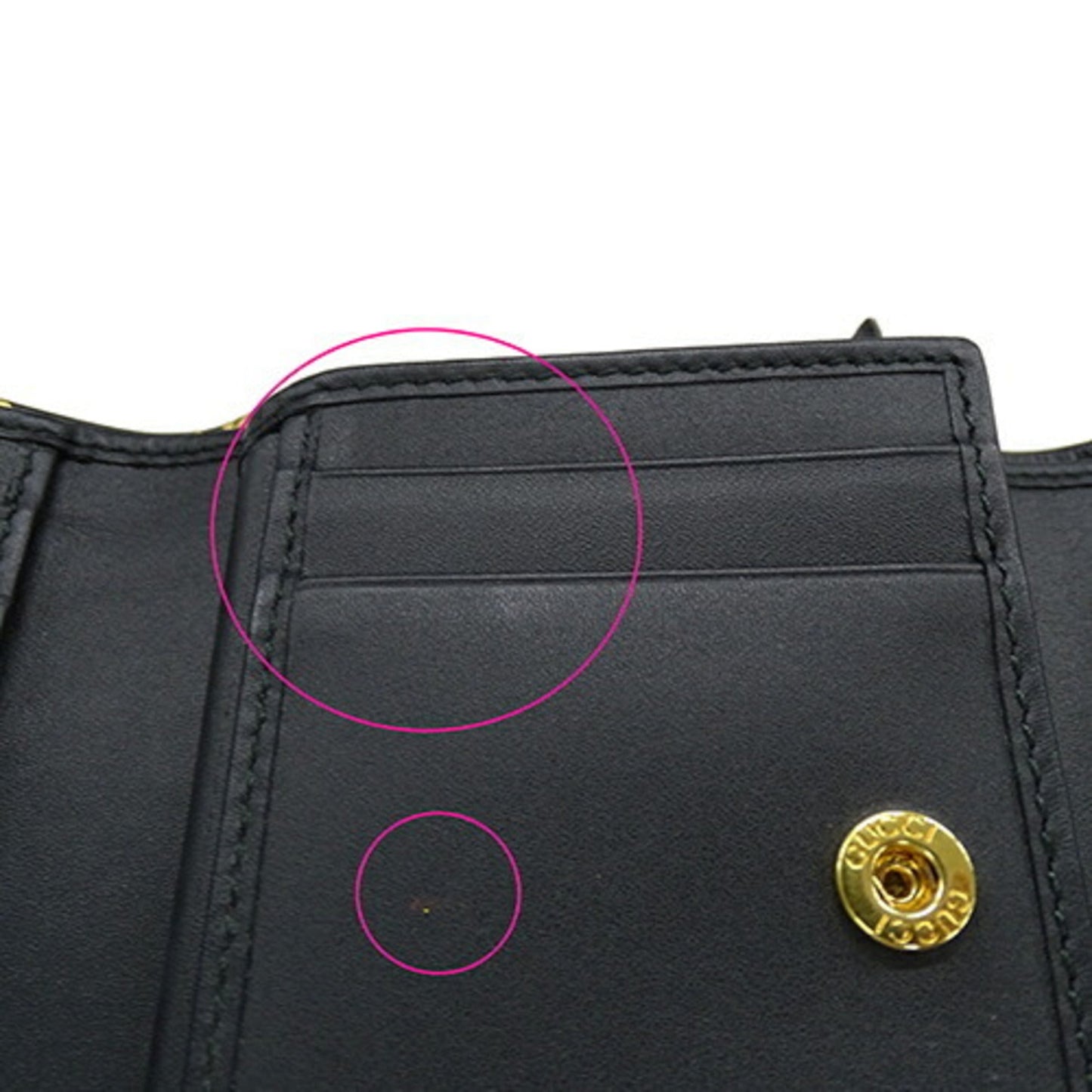 Gucci Black Gold Leather Wallet (Tri-Fold) ()