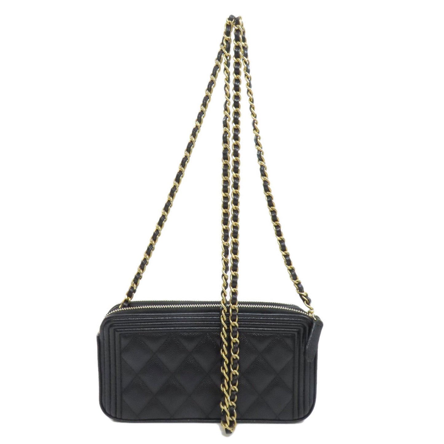 Chanel Black Grained Calfskin Chain/Shoulder Wallet ()