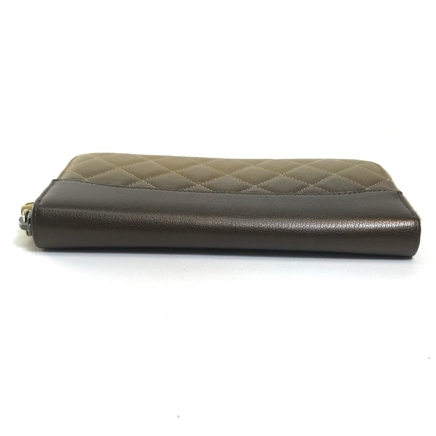 Chanel Gold Leather Long Wallet (Bi-Fold) ()