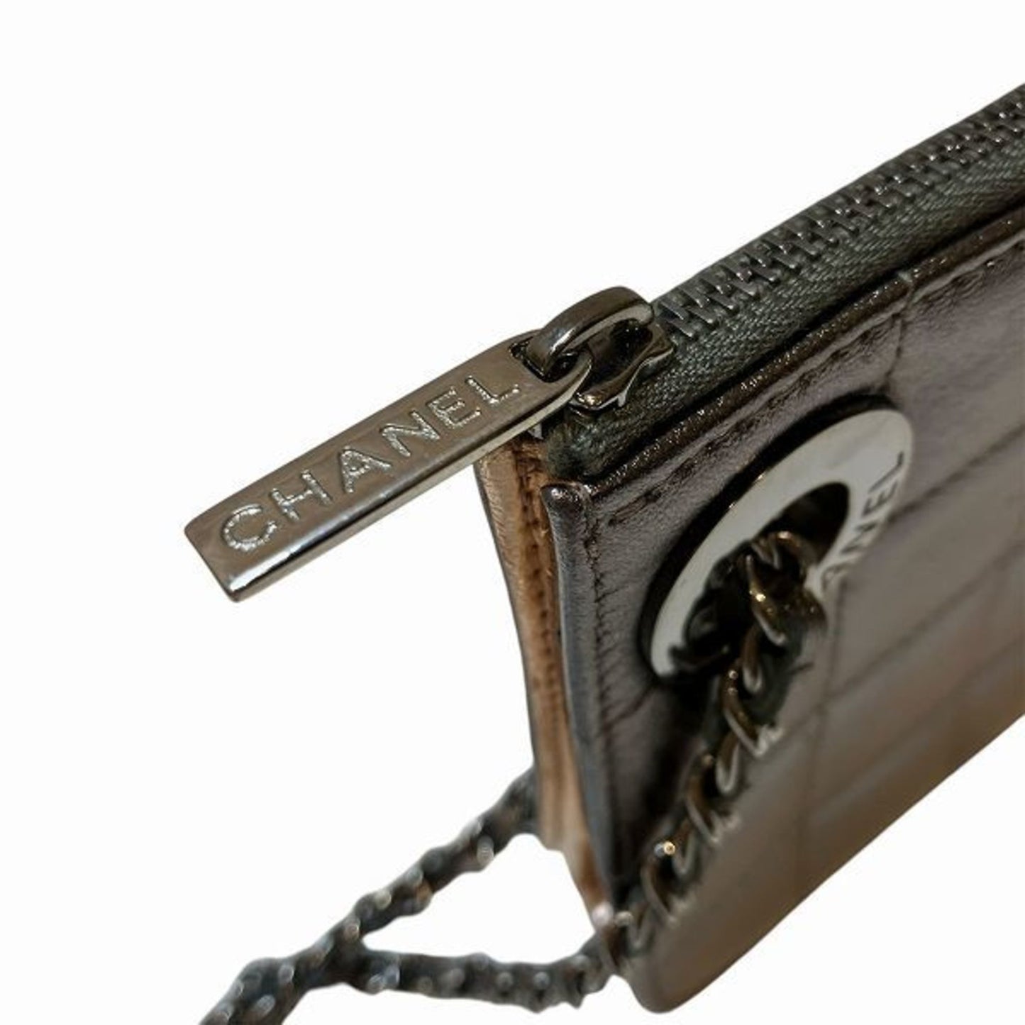 Chanel Bronze Silver Leather Clutch Bag ()