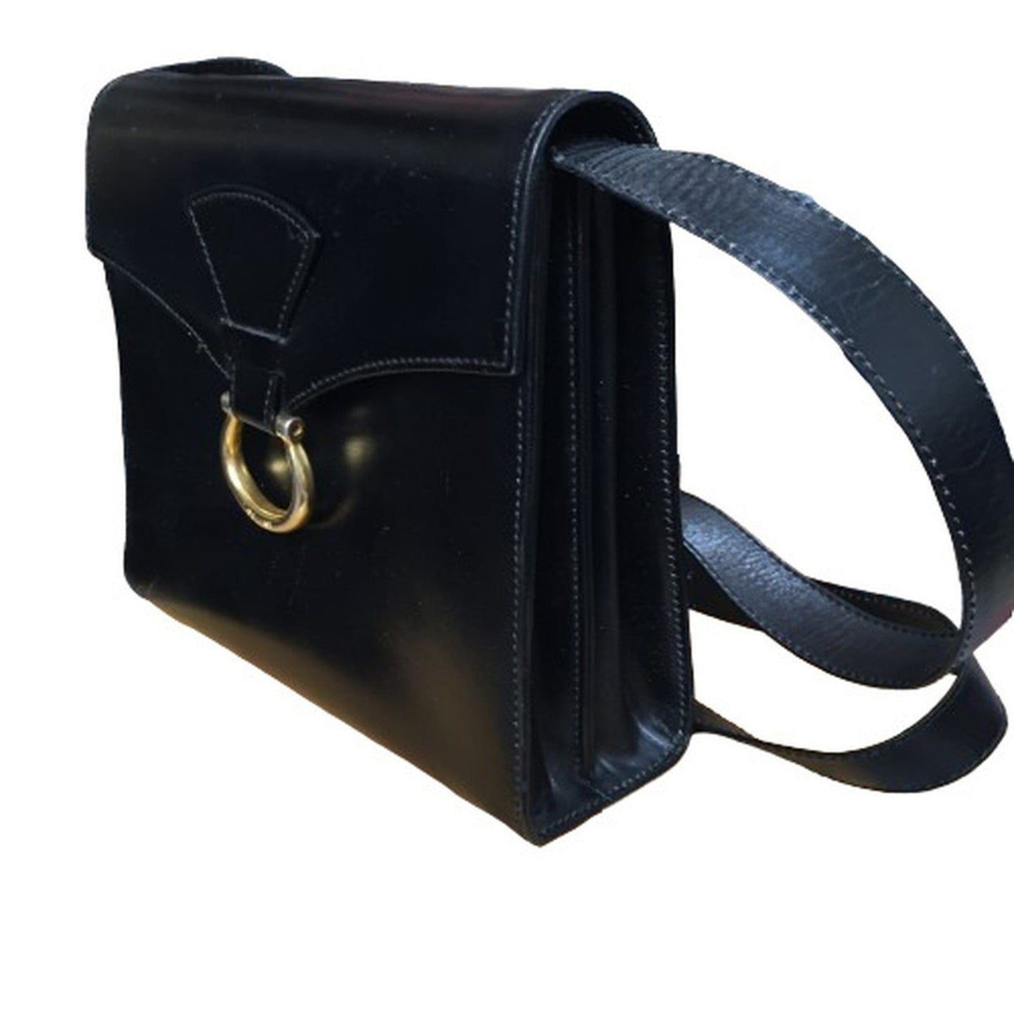 CELINE Horseshoe Leather Shoulder Bag for Women, Black, Kaizuka Store ITSUWKT1KO2S RM1313D