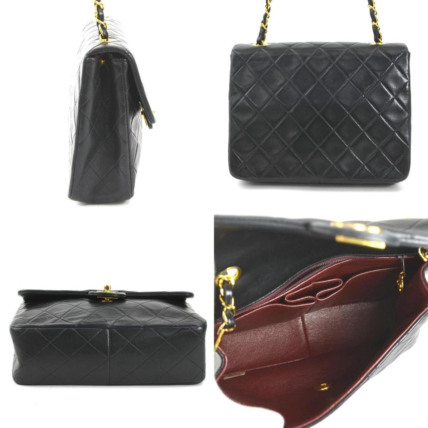 Chanel Black Gold Leather Metal Shoulder Bag ()