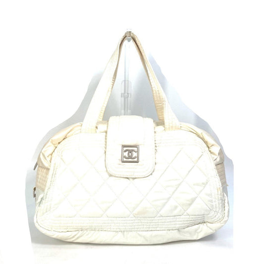 Chanel White Cloth Boston Bag ()