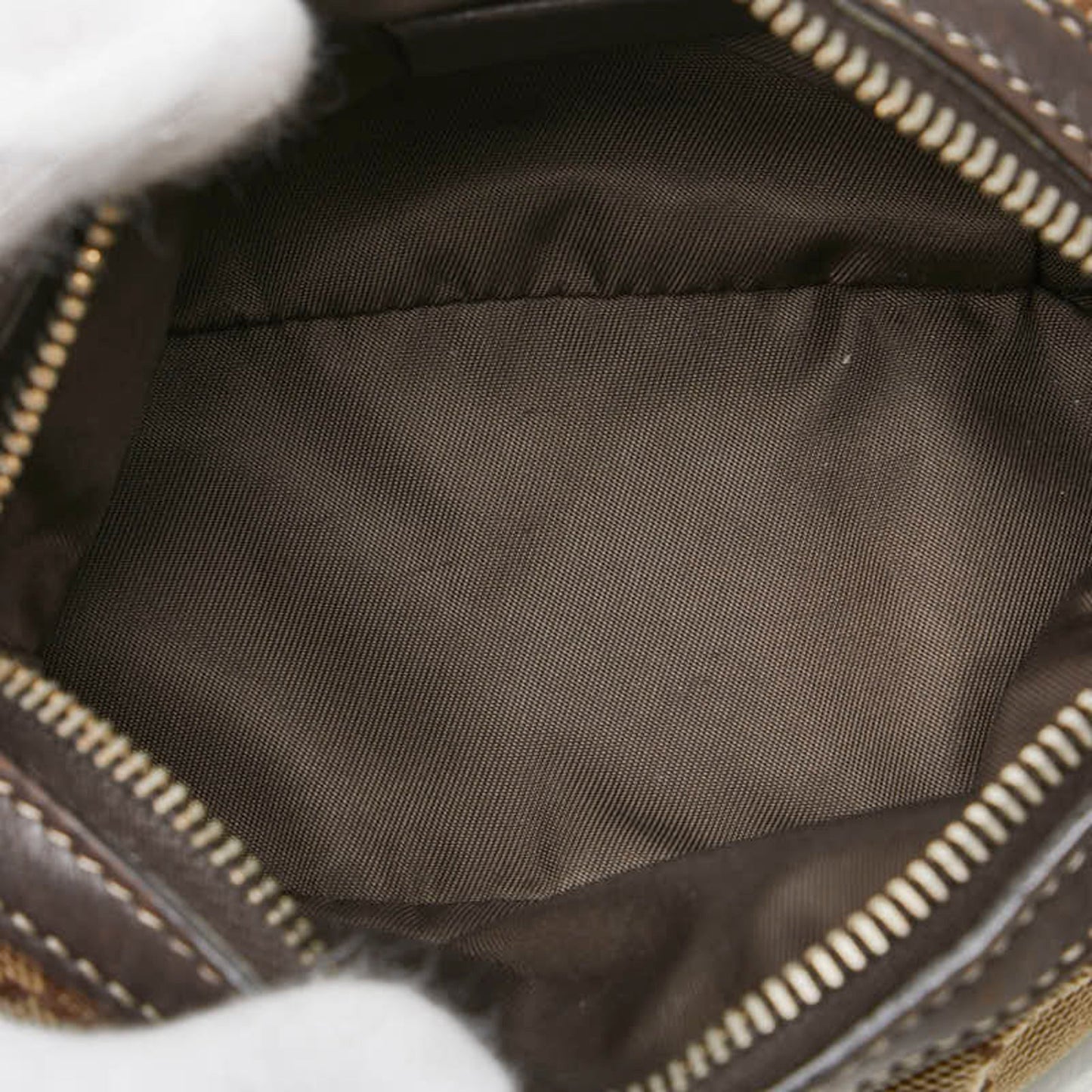 Gucci Beige Brown Canvas Leather Pouch ()
