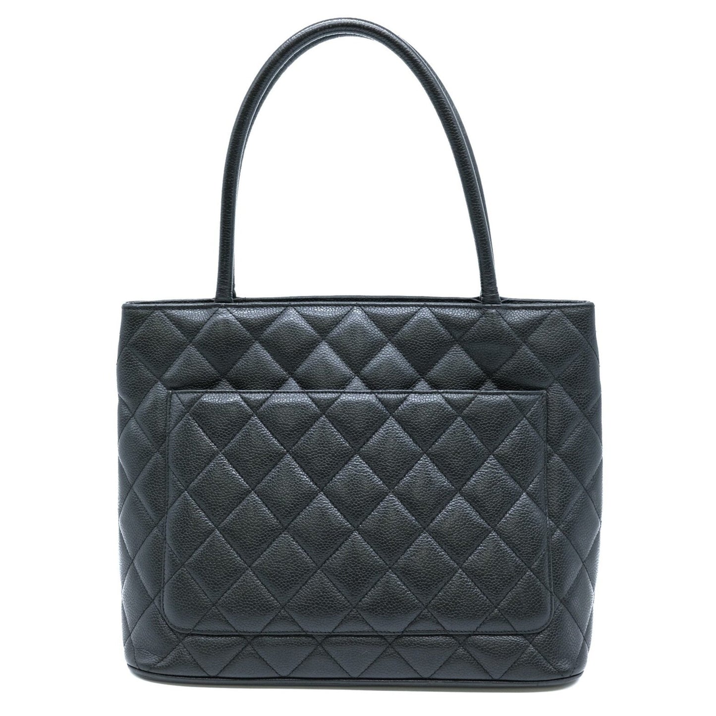 Chanel Black Caviar Leather Handbag Tote Bag ()