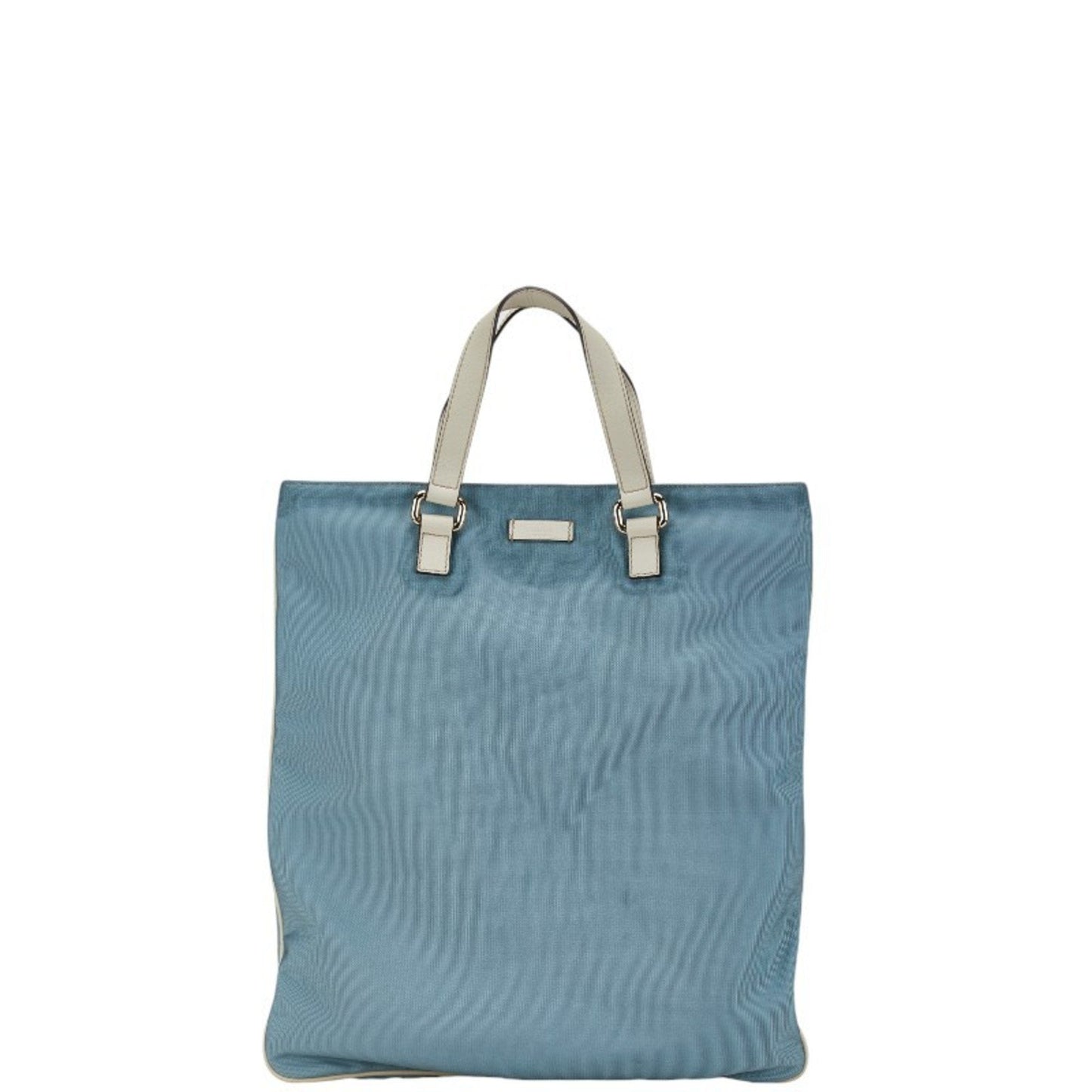 Gucci Blue White Canvas Leather Shoulder Bag Tote Bag ()