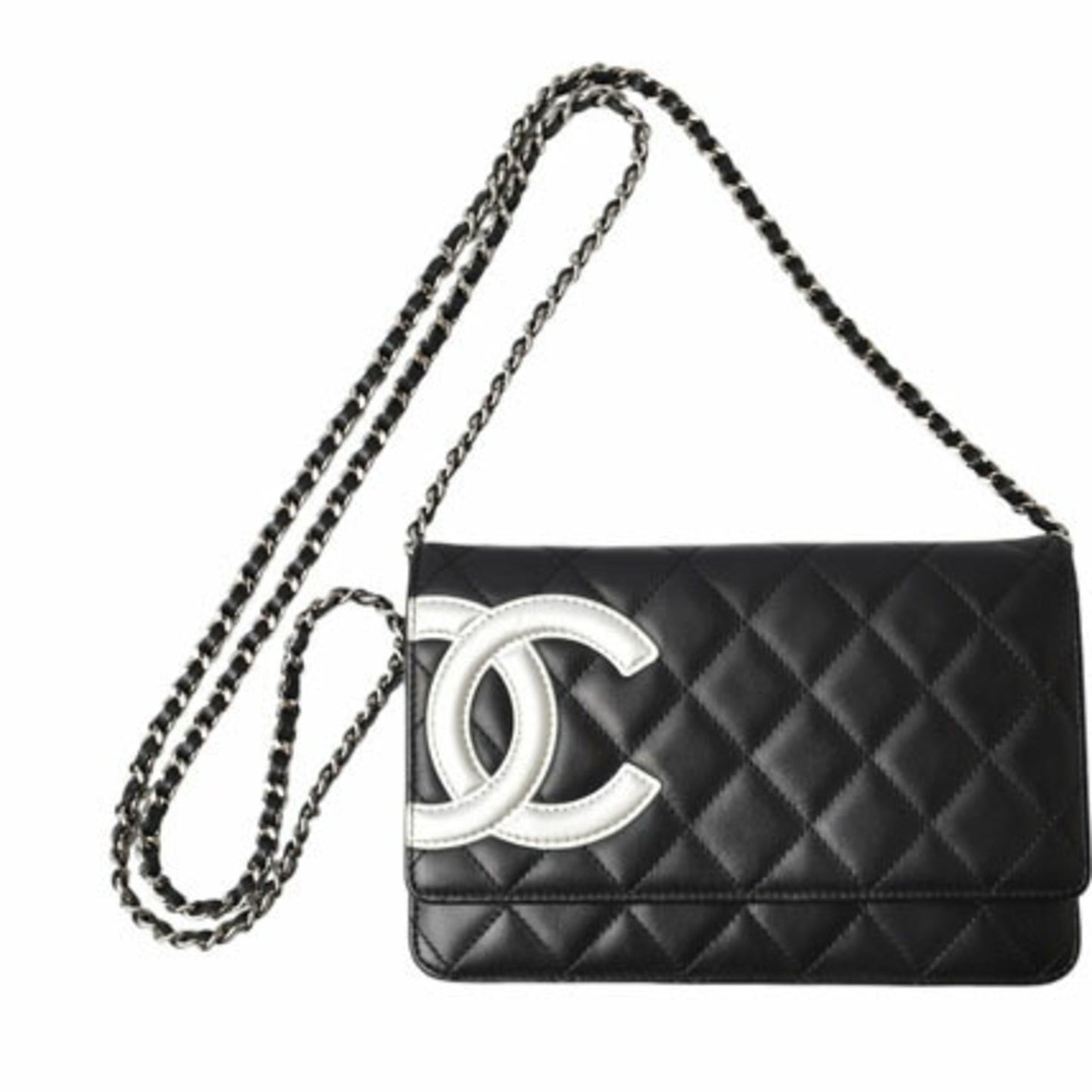 Chanel Black Leather Chain/Shoulder Wallet ()