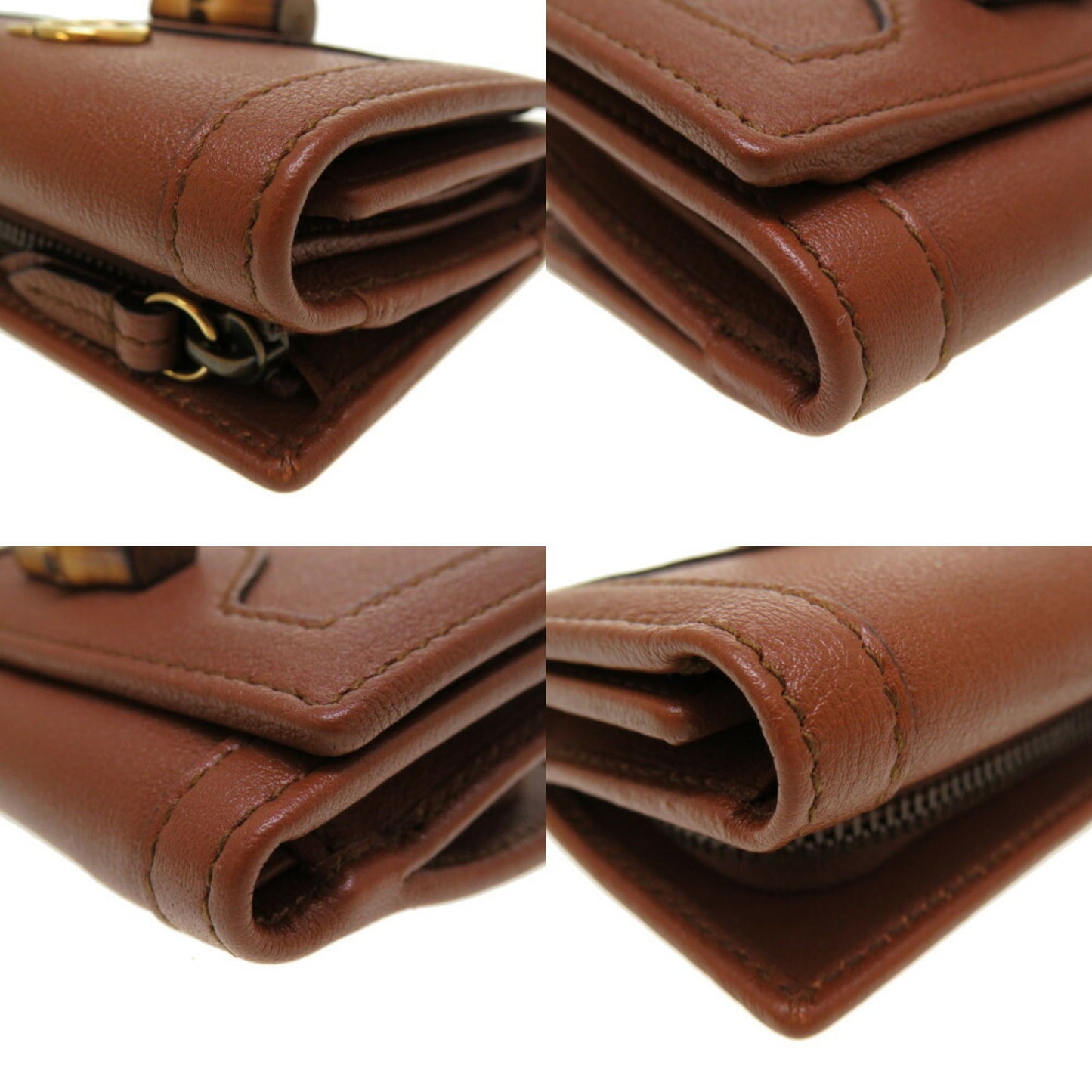 Gucci Bamboo Brown Bamboo Leather Wallet (Tri-Fold) ()