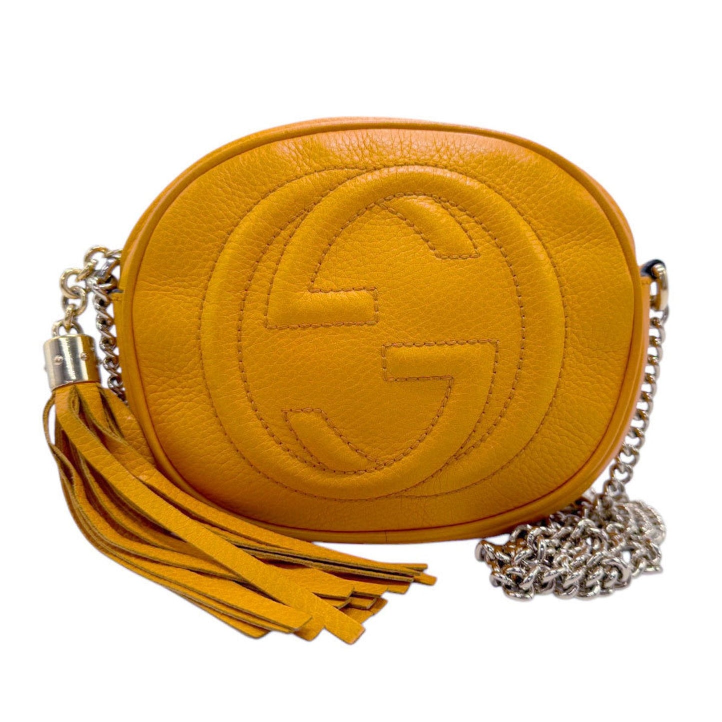 Gucci Gold Orange Metal Leather Shoulder Bag ()