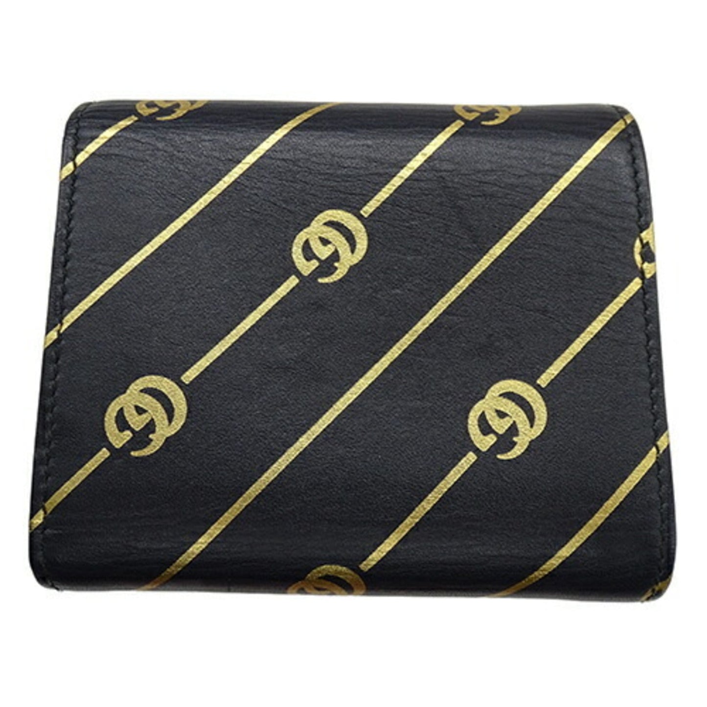 Gucci Black Gold Leather Wallet (Tri-Fold) ()