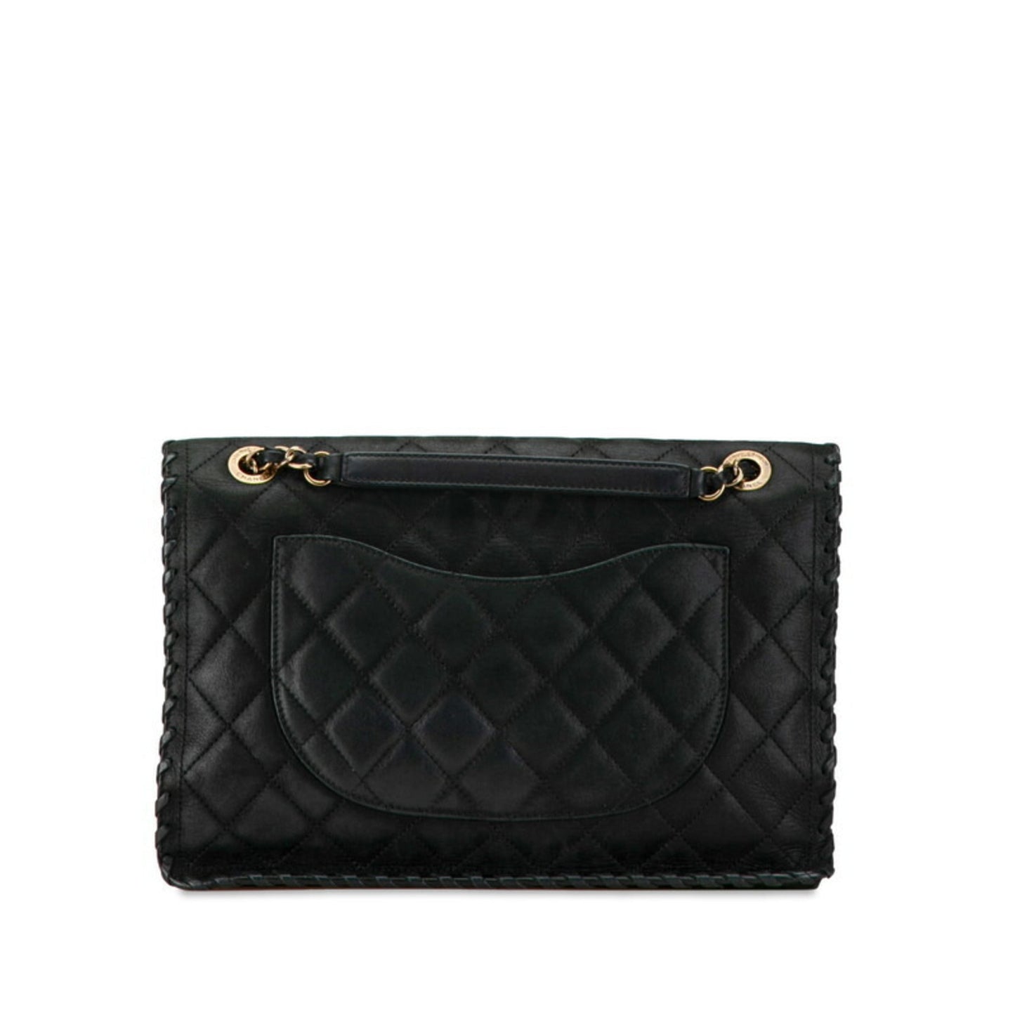 Chanel Black Suede Leather Pochette Pouch Shoulder Bag ()